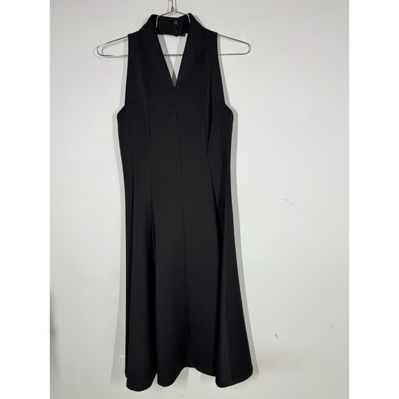 Calvin Klein Sleeveless Scuba Crepe A-Line Logo Zip Dress Size 10 Cocktail Party - Picture 12 of 13
